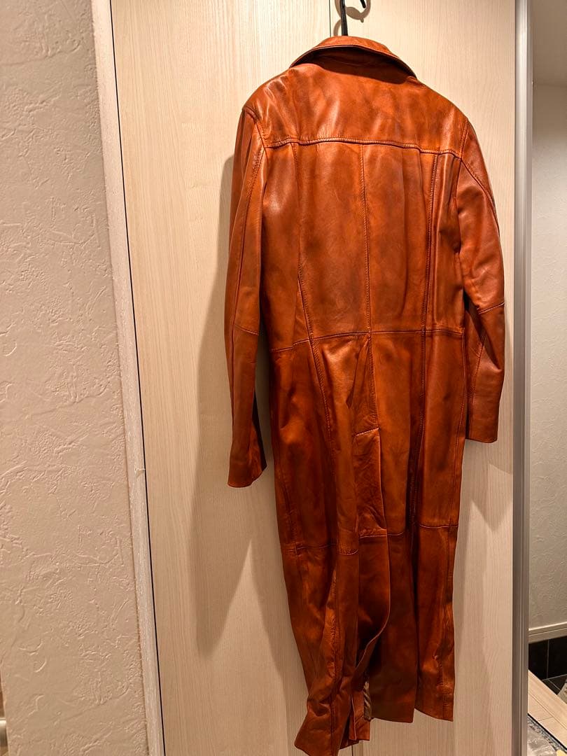 【美品】ブラウン レザー ロングコート