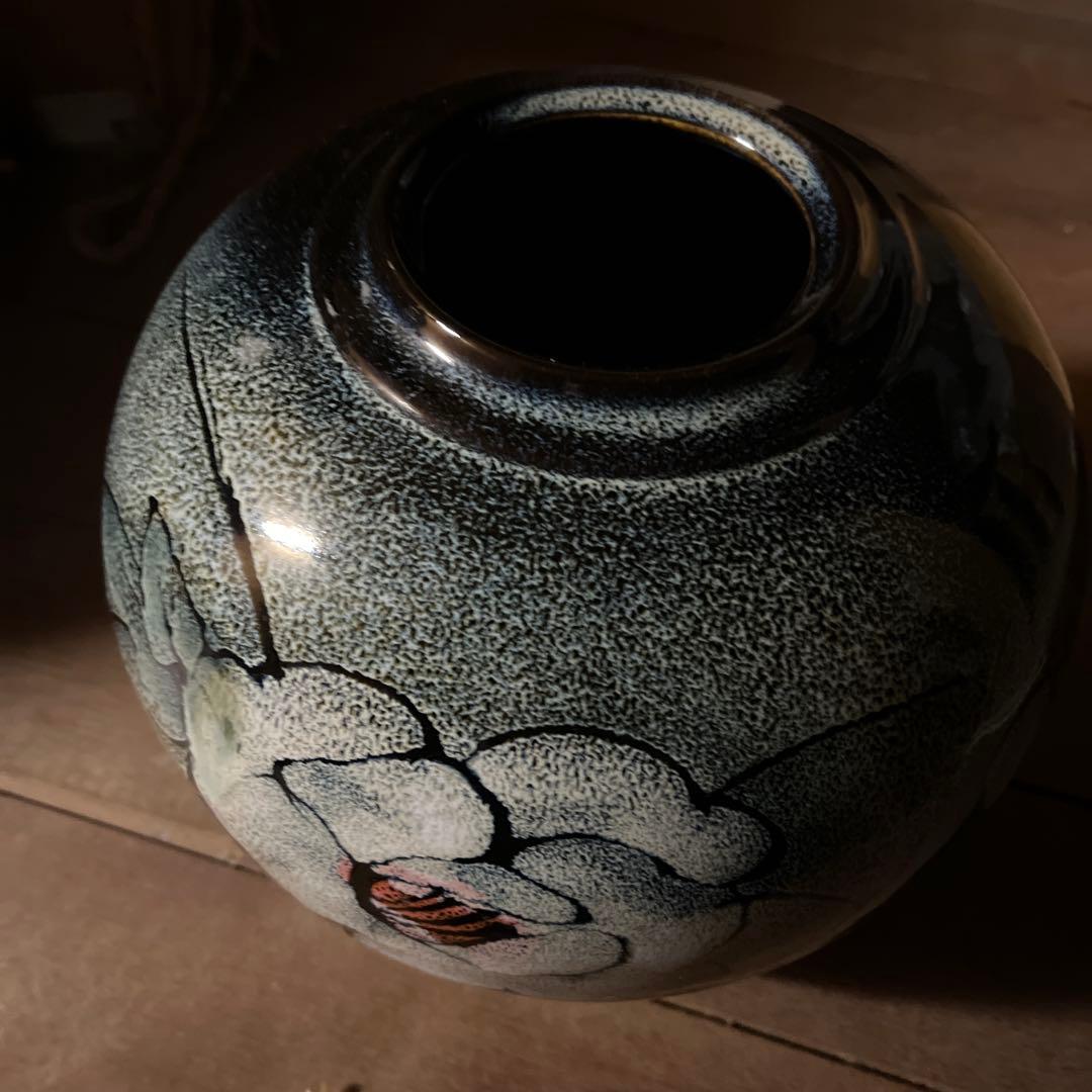 天目花絵　花模様の陶器 天目花絵 花模様の陶器 天目花絵 花模様の陶器 天目花絵 花模様