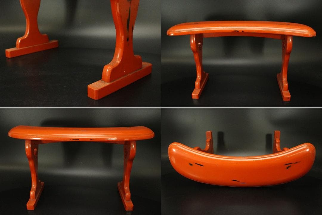 赤黒漆の美 根来 肘掛け 一対(ZE596)