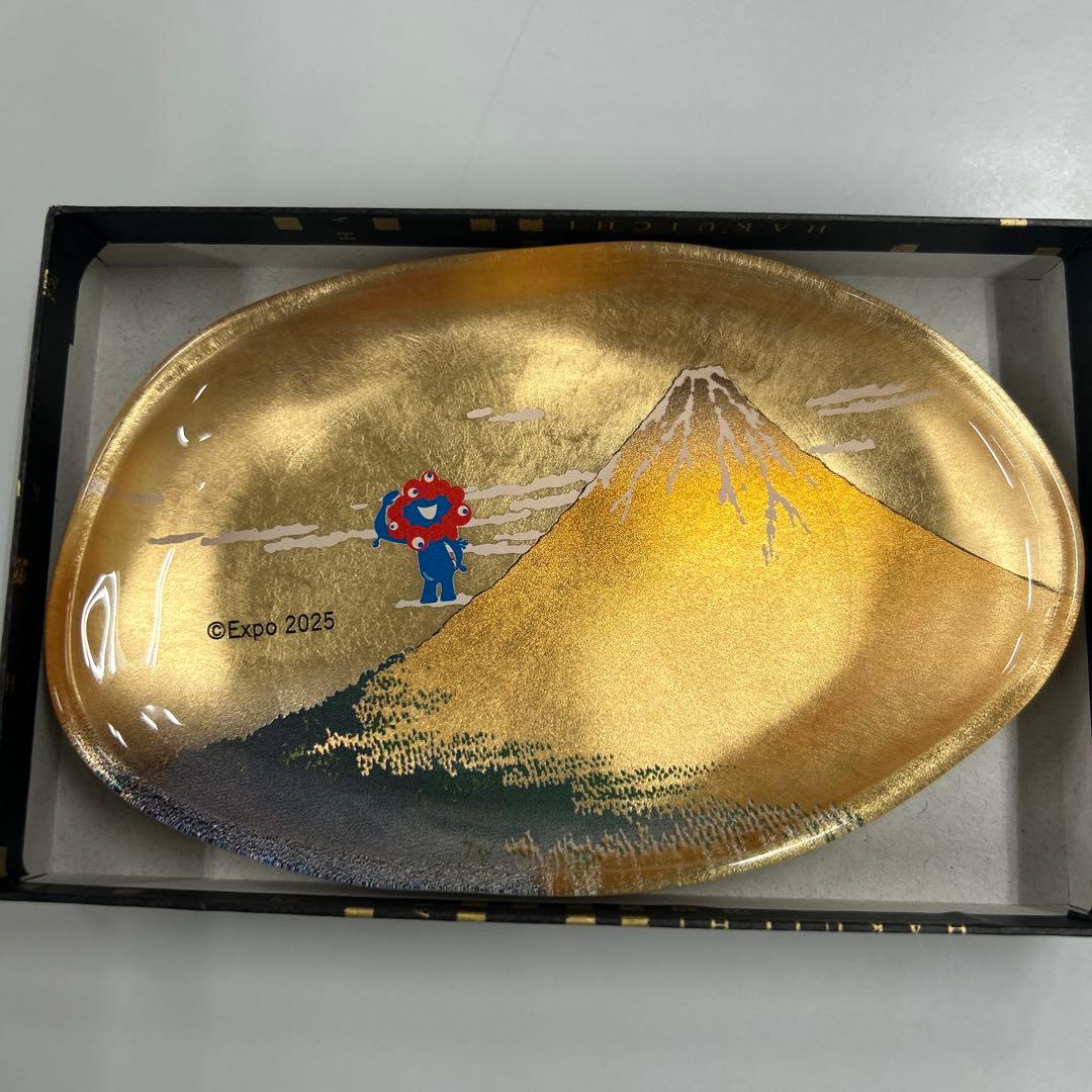 大阪万博 ガラストレー 箔一 ミャクミャク 金箔 箔名画 神奈川沖浪裏