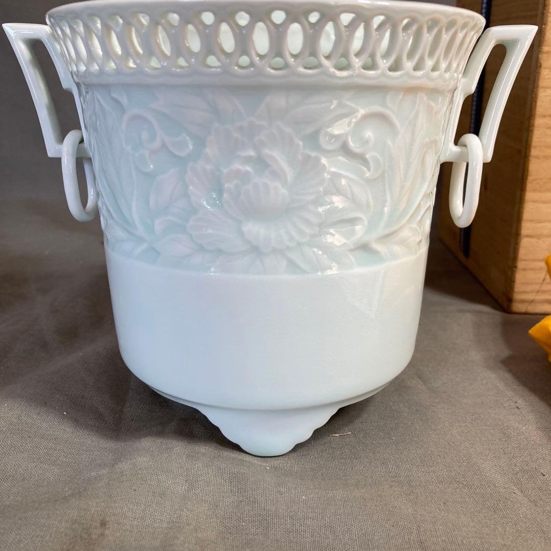 樋渡陶六】伝統工芸会 重要無形文化財 樋渡陶六作 青白磁