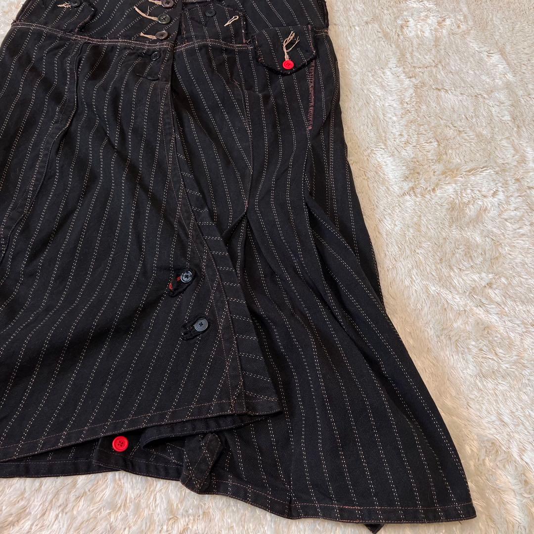 マリテフランソワジルボー 変形 デニムスカート ストライプ 立体断裁 ボタン装飾