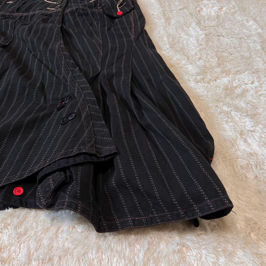 マリテフランソワジルボー 変形 デニムスカート ストライプ 立体断裁 ボタン装飾