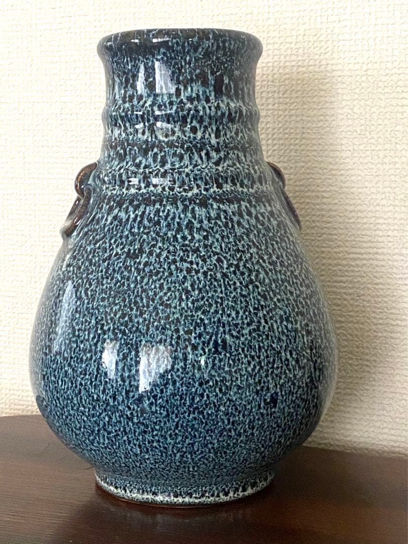 中国美術 窯变釉尊 花瓶 花生 花入  壺 時代物