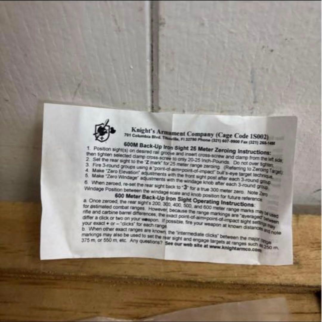 未使用品　米軍　実物　KNIGHTS REAR SIGHT 600 METER①