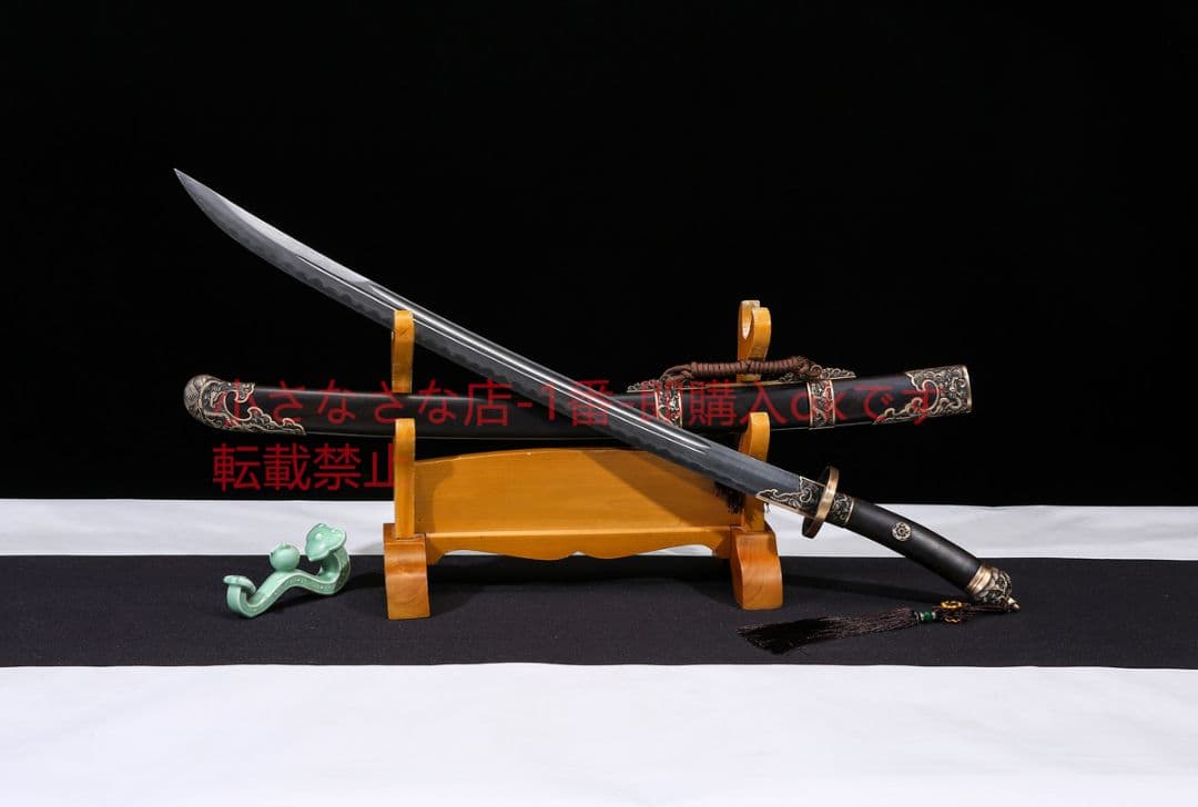 宝龍清刀黒白檀百錬文紋鋼 古兵器 武具 刀装具 日本刀 模造刀 居合刀