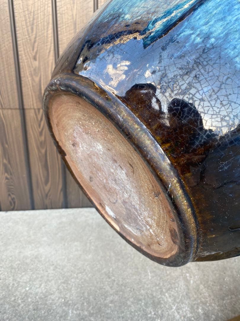 火鉢 海鼠釉 メダカ鉢 水鉢 金魚鉢 睡蓮鉢 古民具 骨董