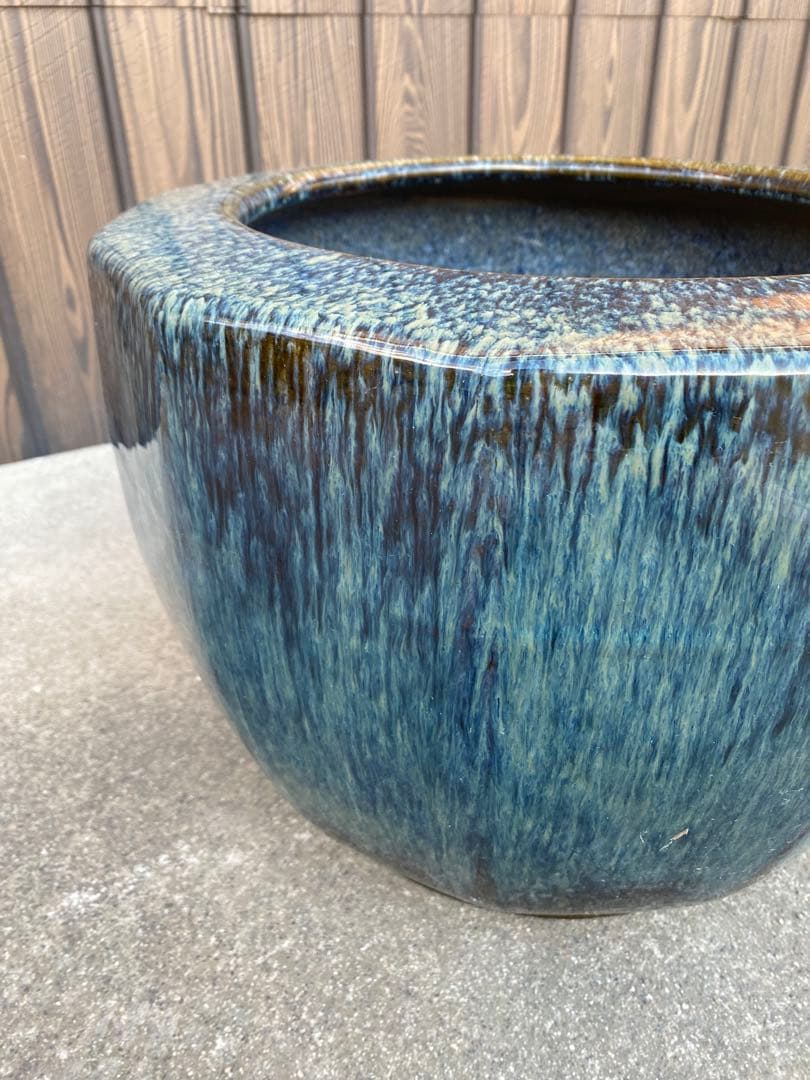 火鉢 海鼠釉 メダカ鉢 水鉢 金魚鉢 睡蓮鉢 古民具 骨董