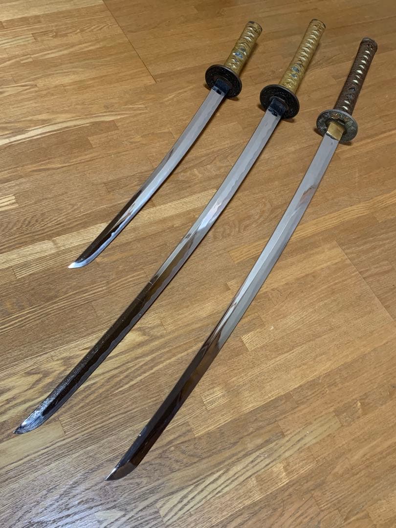 模造刀 居合刀3振りセット 大刀 脇差 パーツ取り 資料 まとめ売り