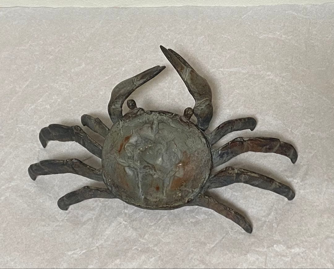 希少！　古銅カニ置物　オブジェ　超特大　手造り