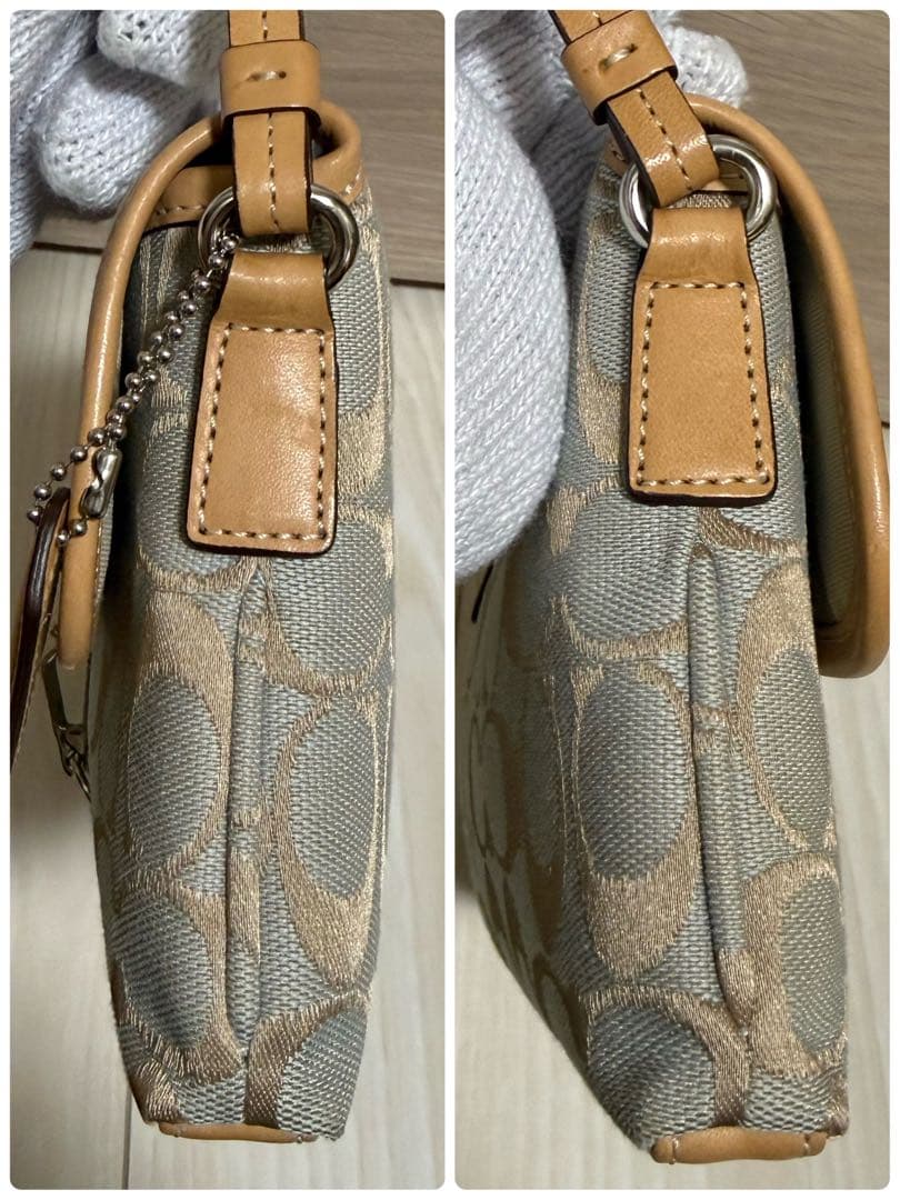 【美品】COACH シグネチャー ワンショルダーバッグ アクセサリーポーチ レア
