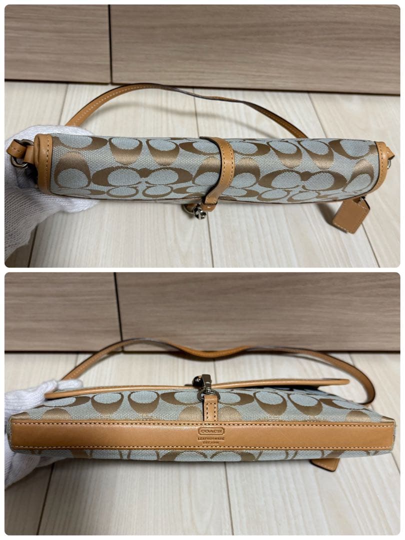 【美品】COACH シグネチャー ワンショルダーバッグ アクセサリーポーチ レア