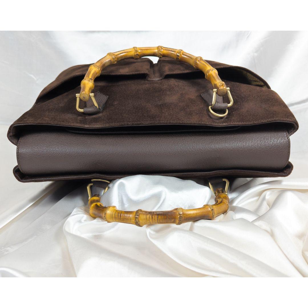 GUCCI グッチ バンブー 2way ハンドバッグ スエード こげ茶 オールド