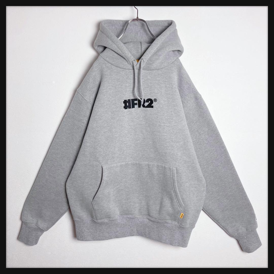 【限定モデル】FR2★センター刺繍ロゴ 兎 ビッグプリントパーカー グレー 美品