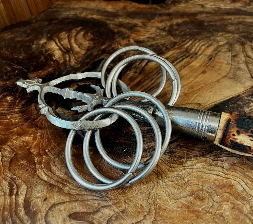 仏教美術 時代 密法 法具 希少 柄 螺旋木 真鍮製 六貫 錫杖