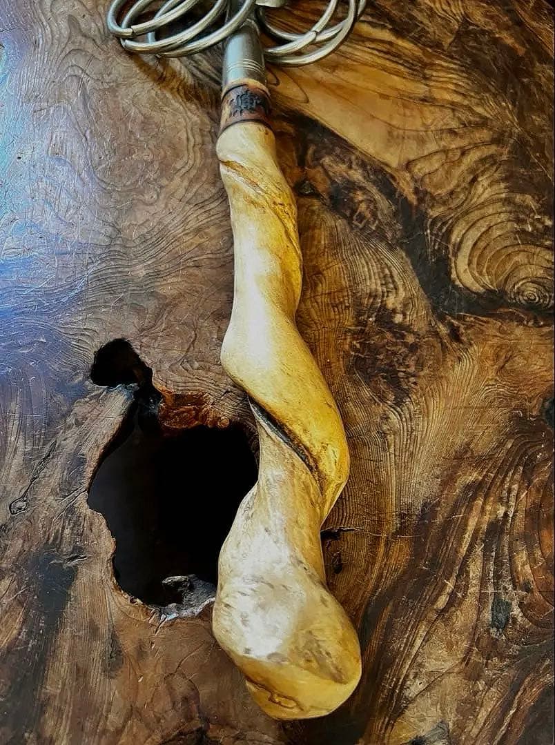 仏教美術 時代 密法 法具 希少 柄 螺旋木 真鍮製 六貫 錫杖