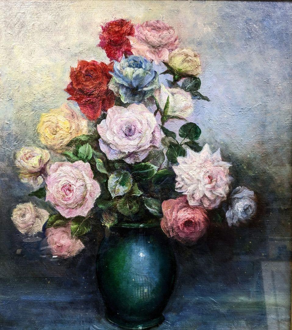 絵画 油彩 画家 haru 花 バラ 薔薇 花瓶 真作 原画 一点物。 ☆ HaRu 花