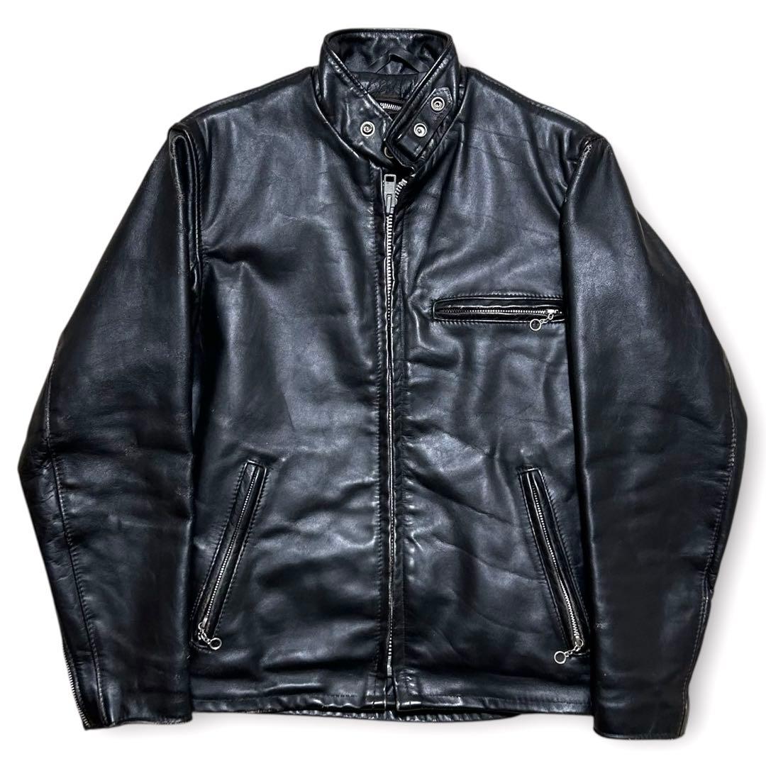 Schott 641 レザー シングルライダース ボアライナー付 34 ブラック