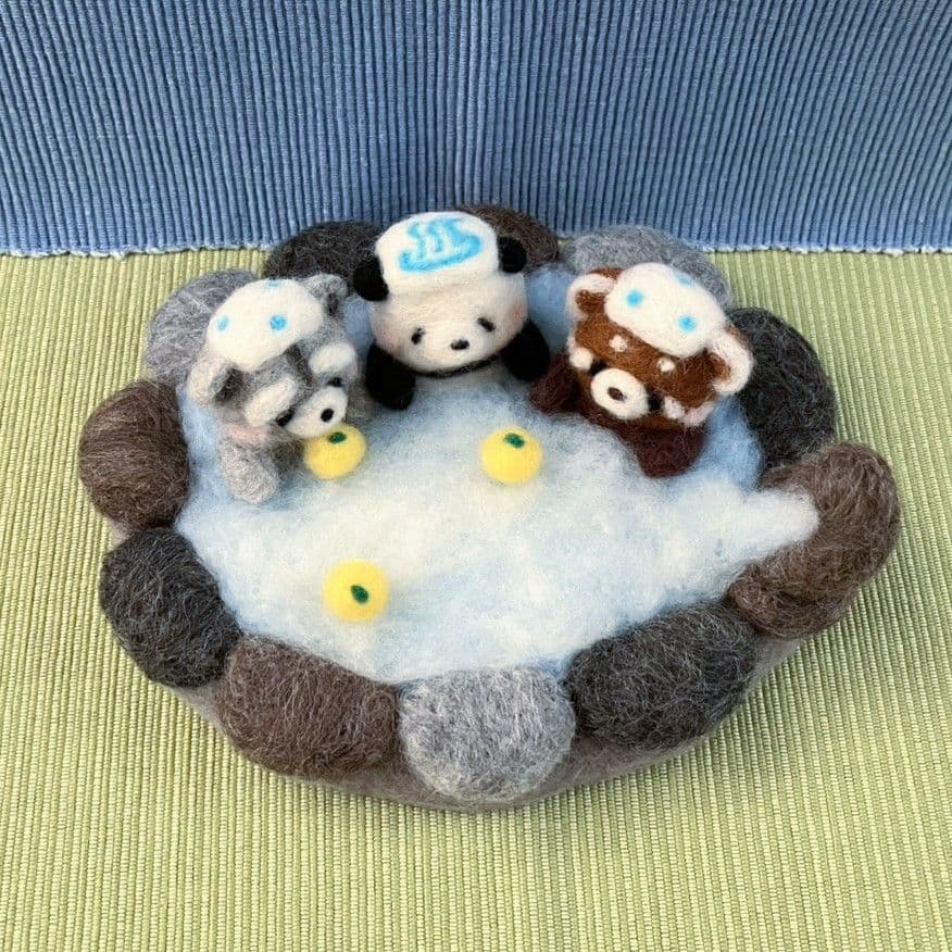みみ 様 専用 羊毛フェルト 作品 パンダと笠地蔵 | ゆず湯でまったり三