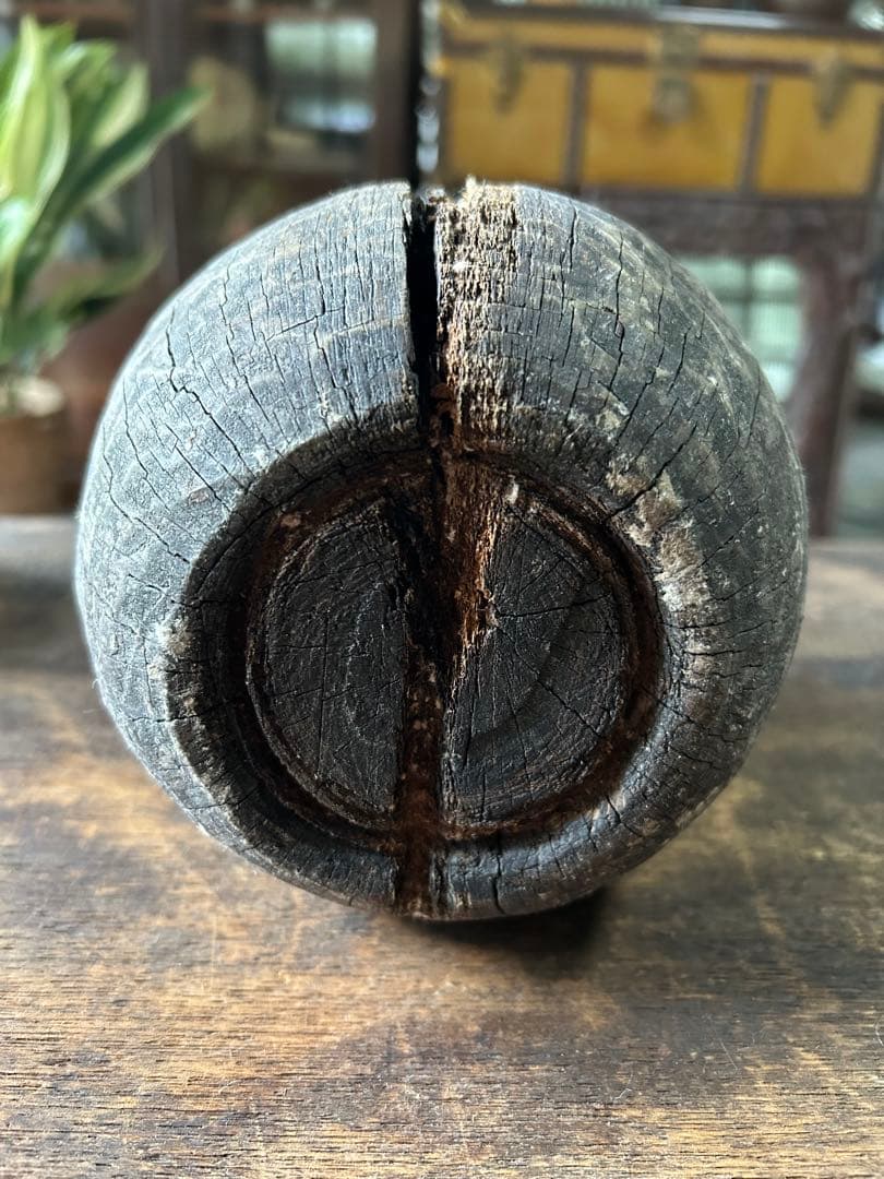 大正時代 希少な相州ダルマ木製18センチ 1920年代 張り子型 木製 極