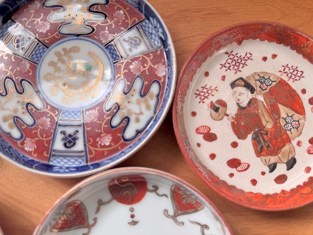 豆皿 小皿 取皿 4寸 九谷 伊万里 赤絵 色絵 金彩アンティーク 骨董食器