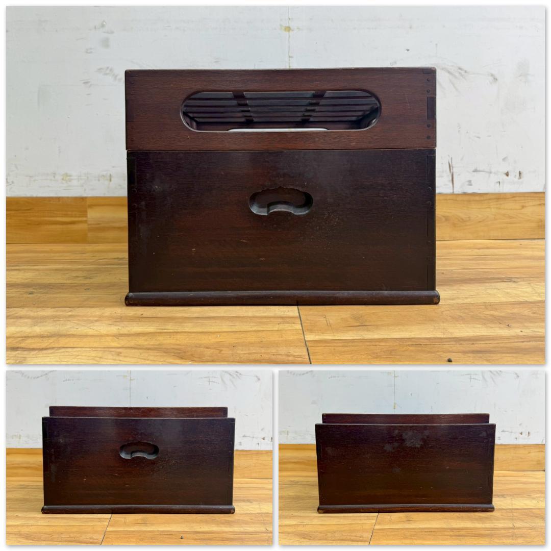 H1408☆火鉢 レトロ 木製 小道具 アンティーク 骨董 火入れ 囲炉裏