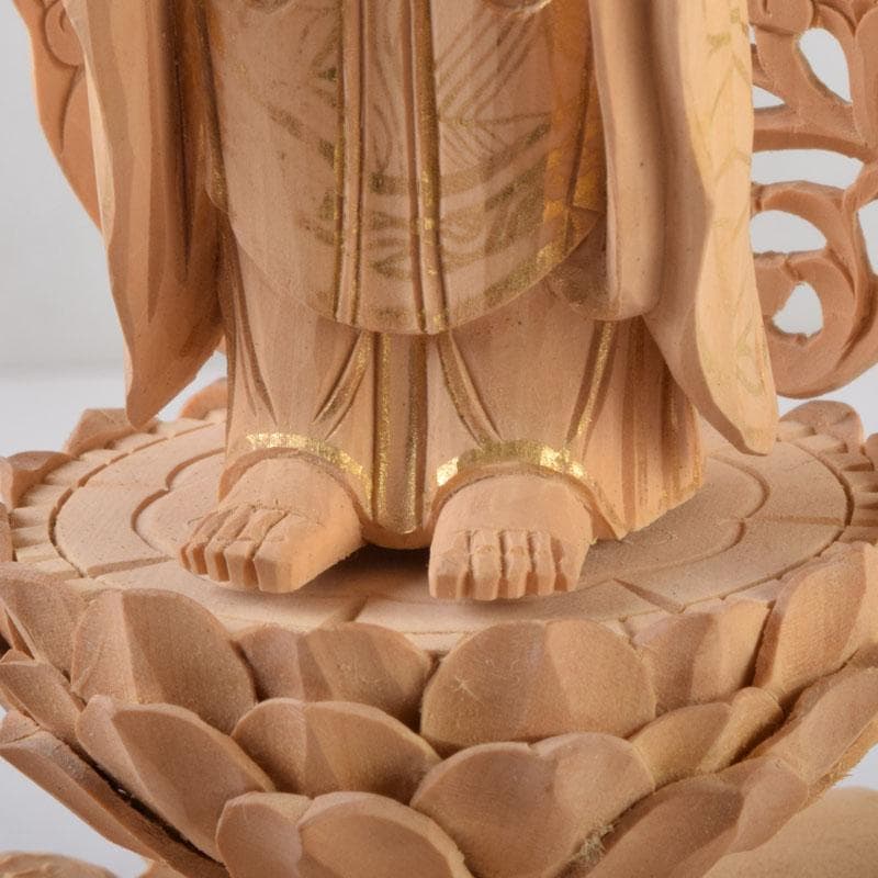 仏教美術 柘植彫刻 西立弥陀像 仏像 華鬘台 C 8784