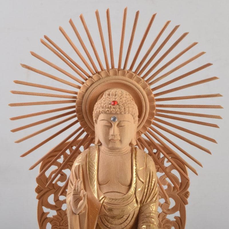 仏教美術 柘植彫刻 西立弥陀像 仏像 華鬘台 C 8784