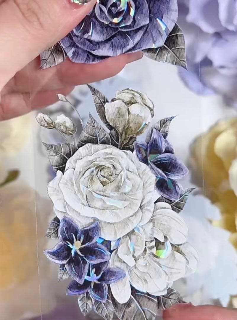 海外マスキングテープ巻売り 黒崎 フラワー花 贝壳光petテープ - メルカリ