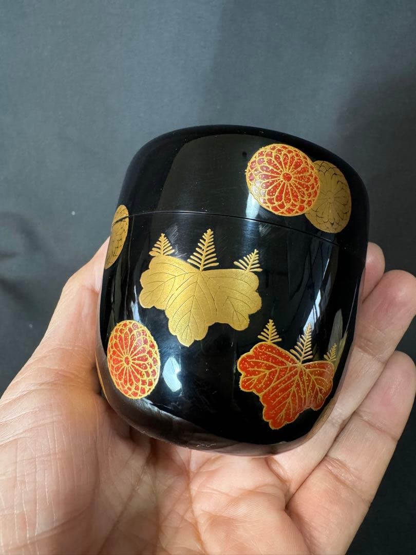 E982 送料無料 金彩蒔絵 棗 在銘 茶道具 茶室 茶道 共箱