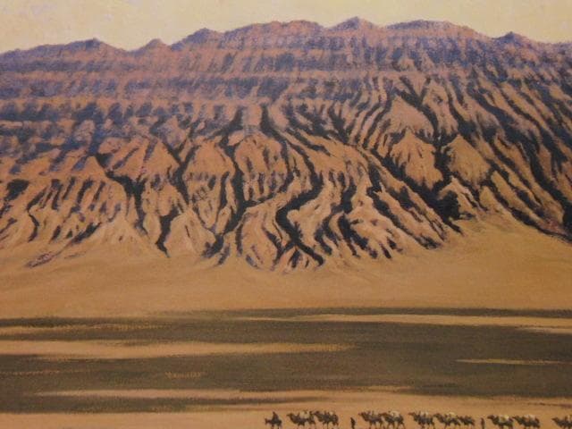 小田和典、火焔山を行く、希少画集画、新品高級額・額装付、状態良好