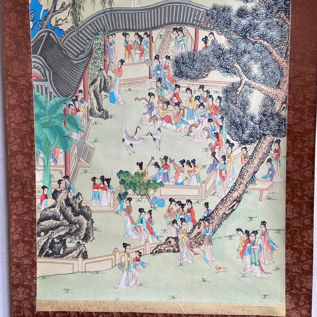 古い中国美人画掛け軸