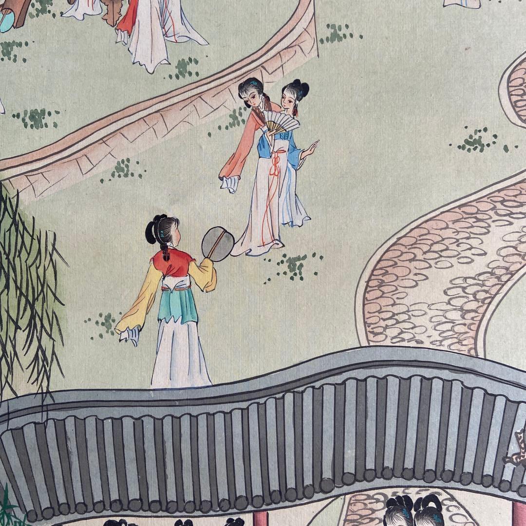 古い中国美人画掛け軸