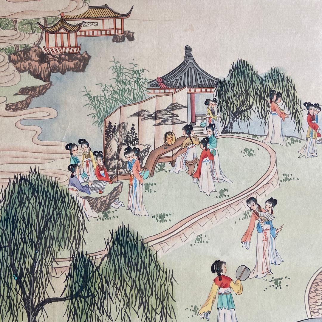 古い中国美人画掛け軸