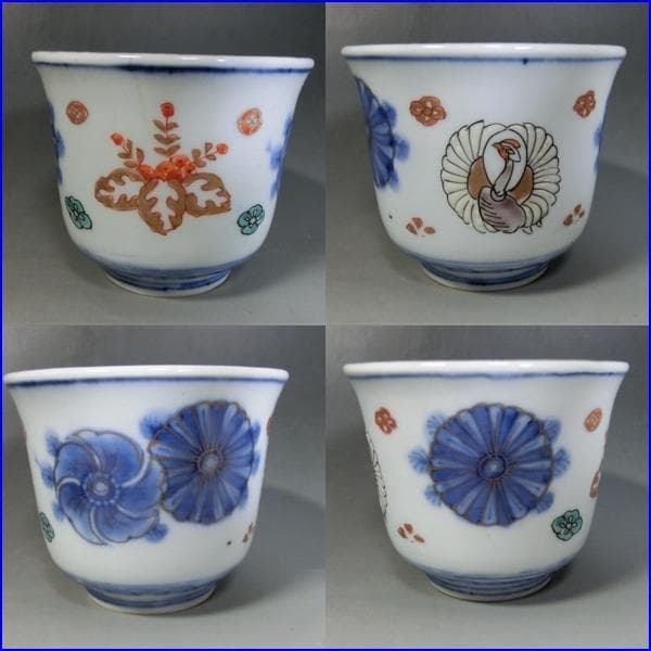 蕎麦猪口□伊万里 色絵 桐 鶴 菊 牡丹 5客セット 湯飲 骨董□ - メルカリ