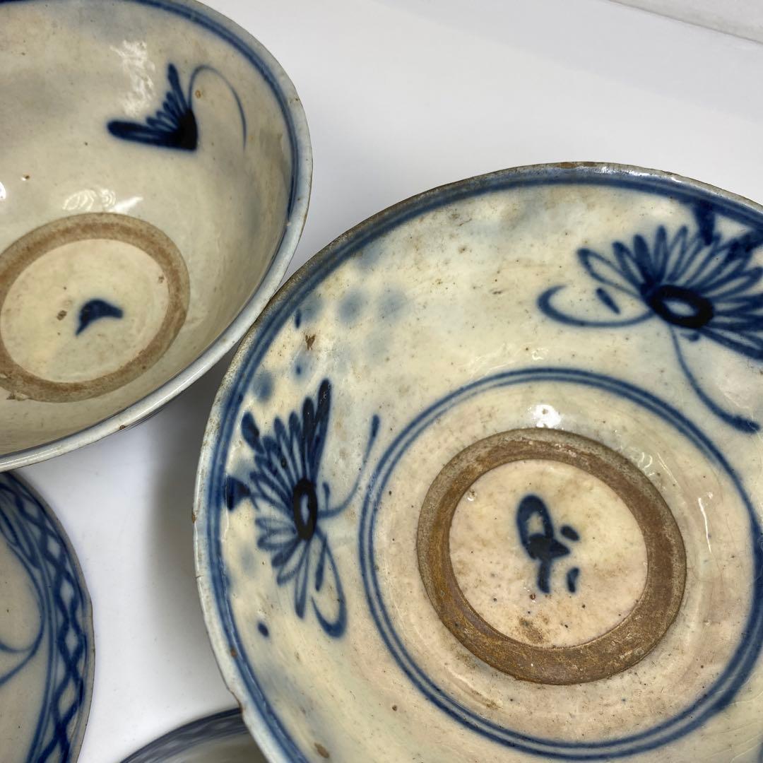 中国清朝時代 青花鉢4客 口径約17 東Y7 0403 タエチ 直結/自