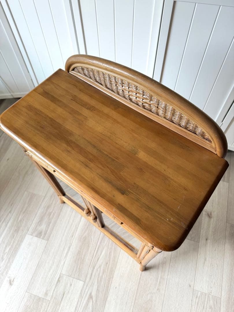 ラタン 籐家具 サイドボードチェスト ヴィンテージ ガラス扉 引き出し