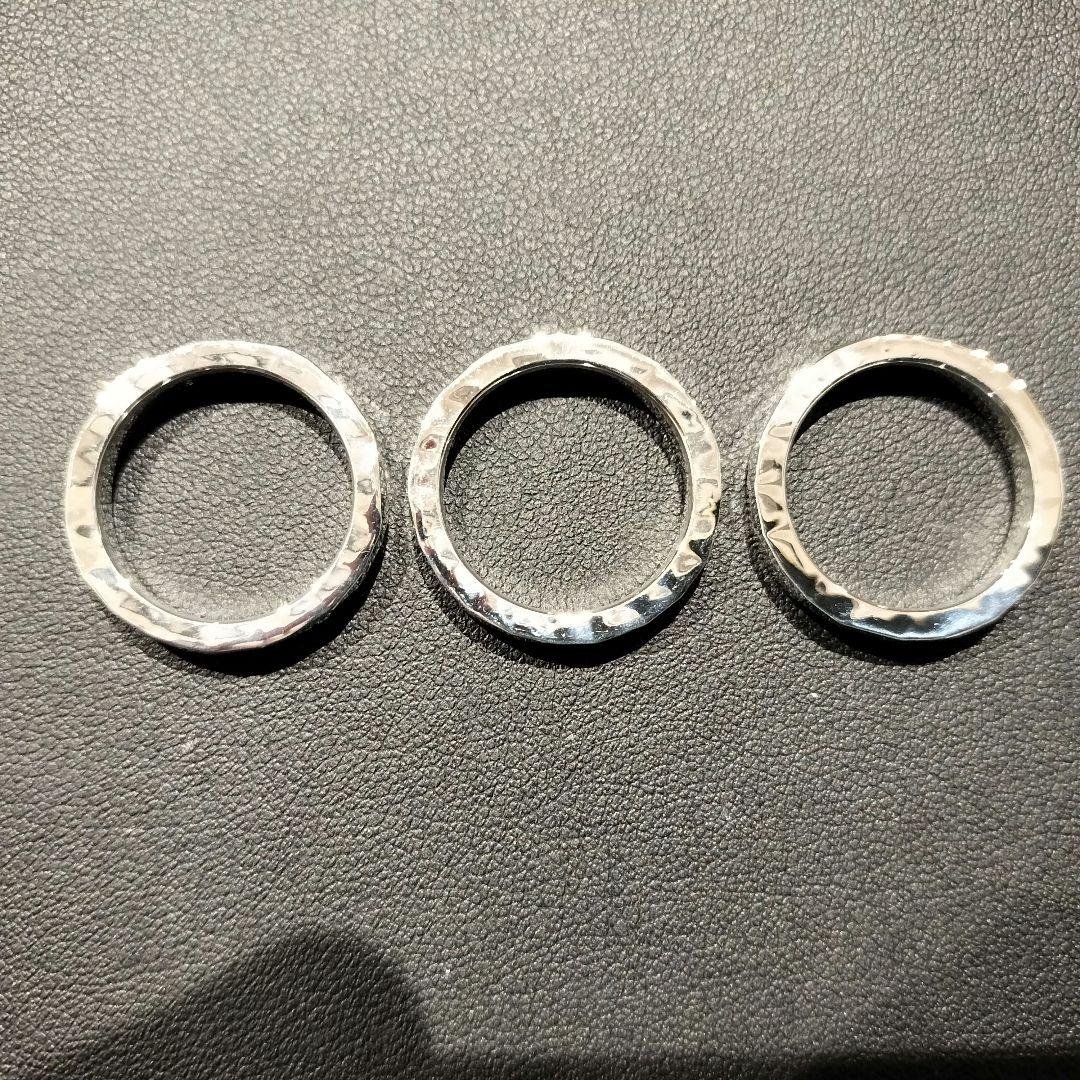 槌目シルバーリング　三本