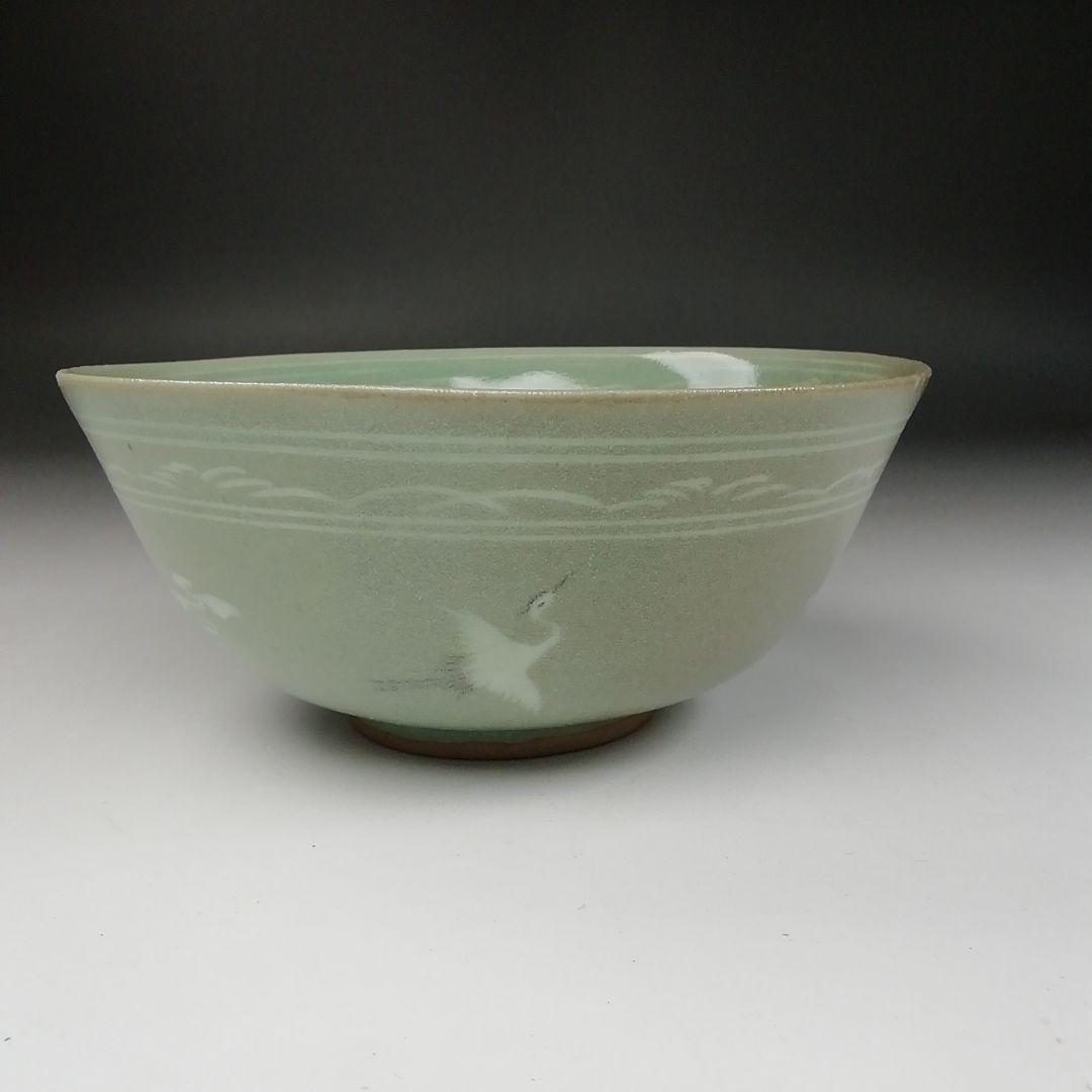 T140 茶碗 『高麗青磁』『石峰 趙懋鎬作』 共箱 抹茶碗 茶道具