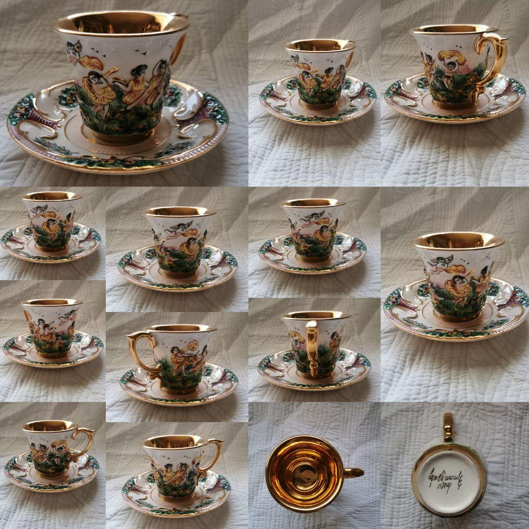 アンティーク カポディモンティ 天使＆子供ティーカップ1客②ハンド