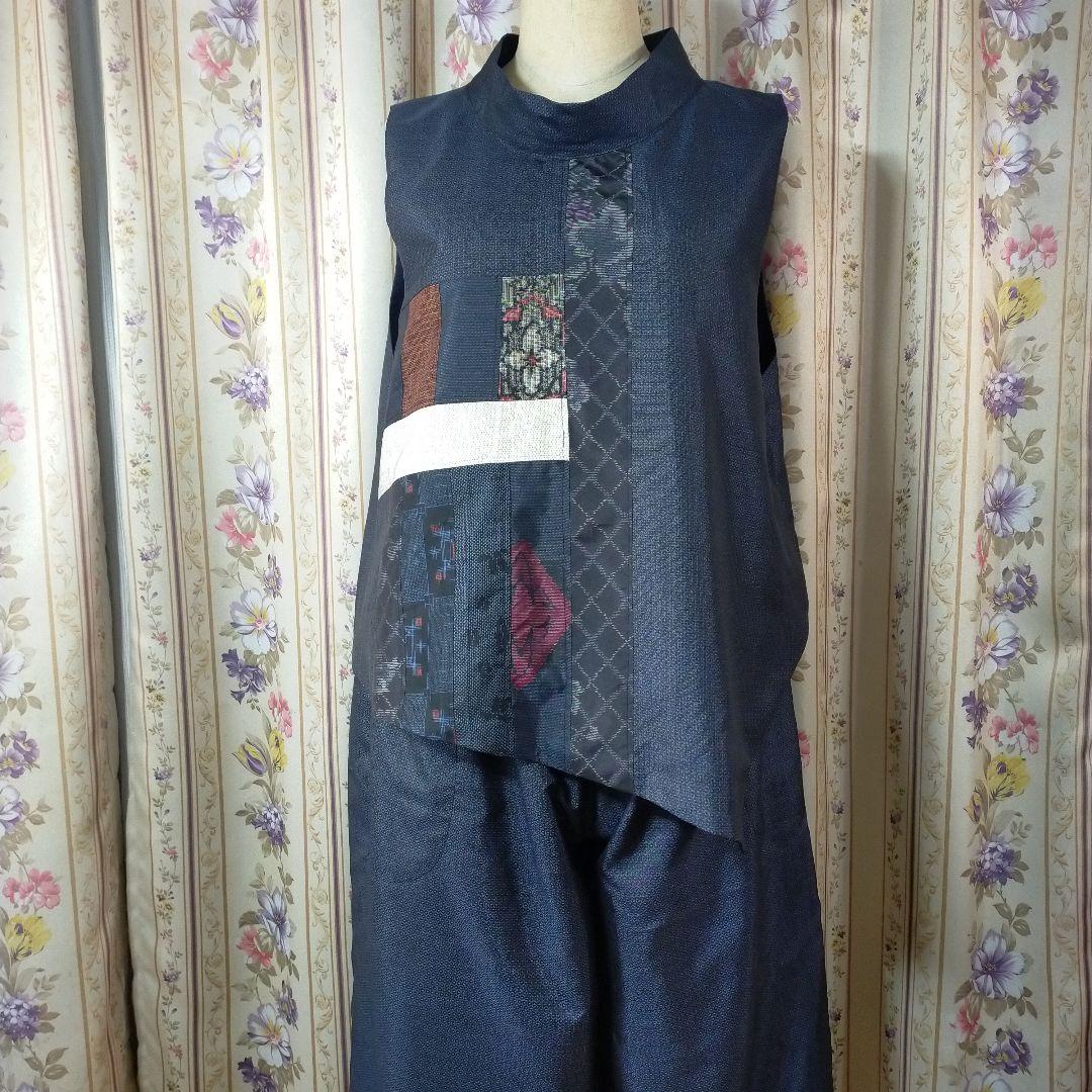 小豆様専用です✿大島紬をつないだセットアップ 総裏仕立て