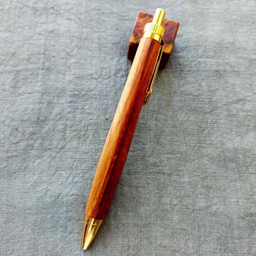 越南黄花梨 ハンドメイド 木軸ボールペン G2 天然木 ゴールド