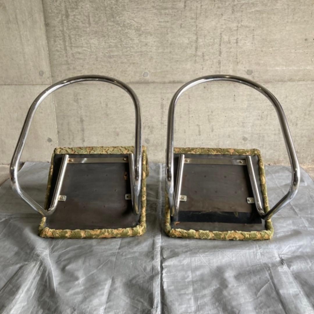 カンチレバー チェア 椅子 2脚 ビロード ジャガード 金華山 昭和