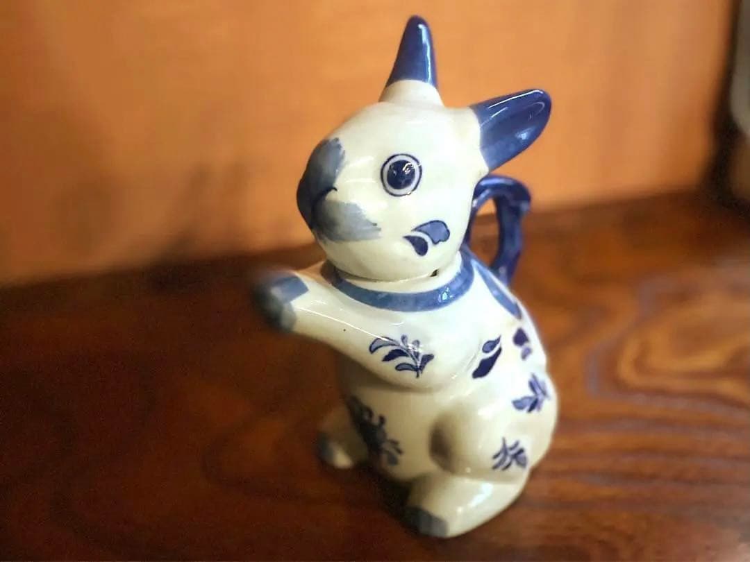 染付うさぎ！愛嬌溢る《青絵兎ティーポット》（検リヤドロヴィンテージ干支ヘレンド