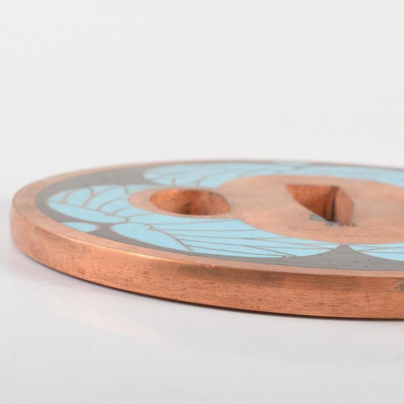 武具　刀装具　銅地　七宝三葉葵紋鍔　一對　桐箱付　C　7262