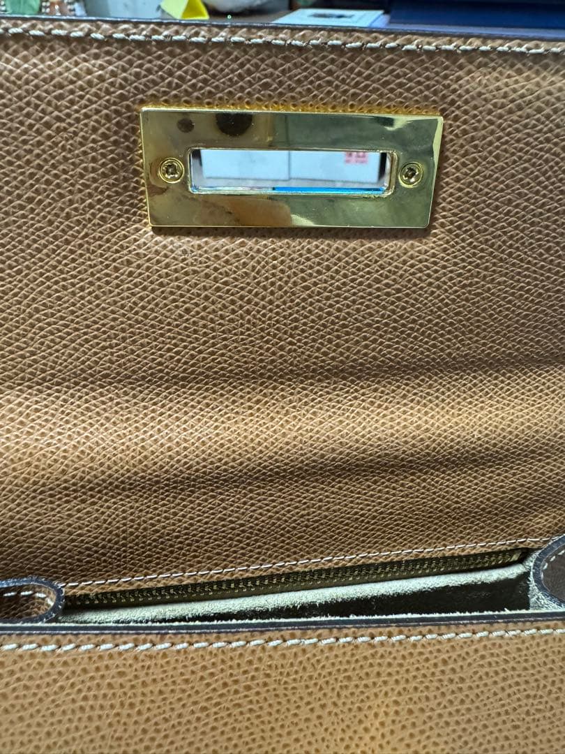 カルボッティ ブラウンレザー ハンドバッグ ゴールド金具