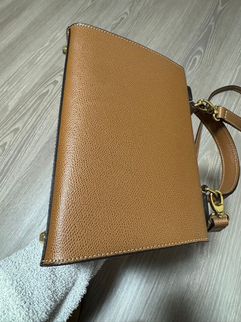 カルボッティ ブラウンレザー ハンドバッグ ゴールド金具