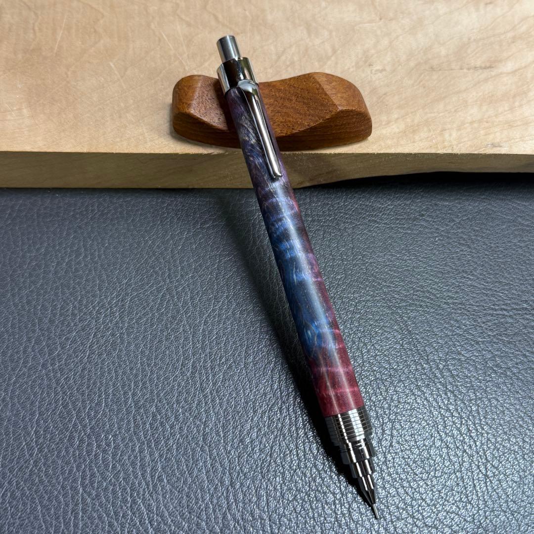 190栃虎杢スタビ　木製シャーペン　最強低重心　溝付き　ステンレス