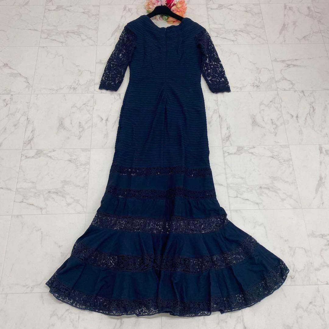 極美品✨タダシショージ ロングワンピース ドレス レース 刺繍 マーメイド 紺