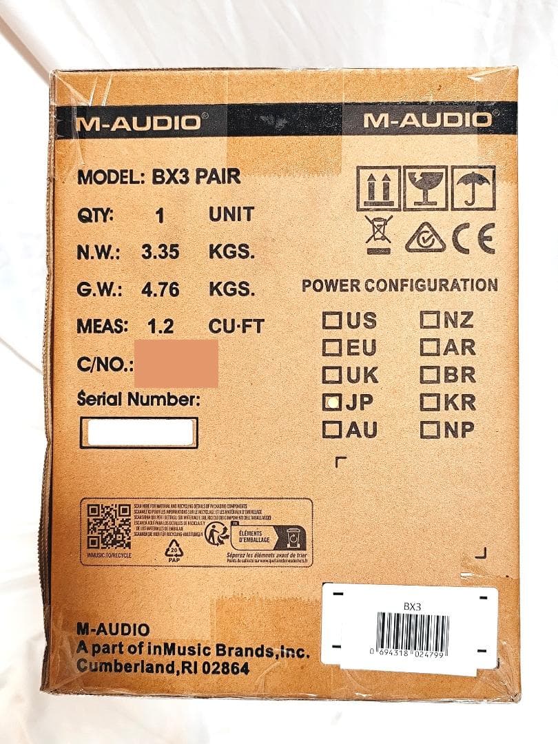 【新品未開封】M-AUDIO BX3 3.5インチ 120Wモニタースピーカー